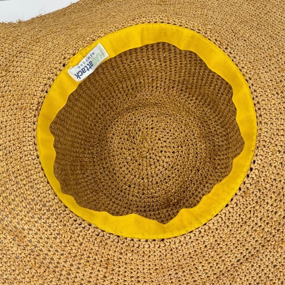 HATattack New York Straw Floppy Sun Hat Womens One Size Beaded Beach Vacation - Picture 13 of 16